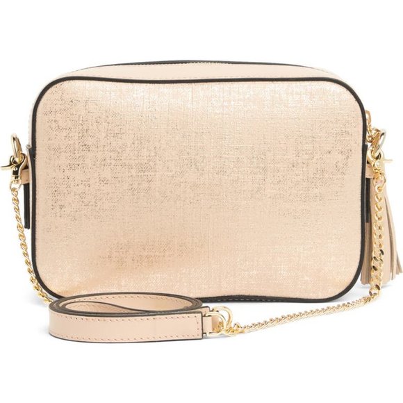 🆕VALENTINO  Babette Logo Gold Linen Textured Leather Shoulder Bag $950 NWT - Picture 13 of 14